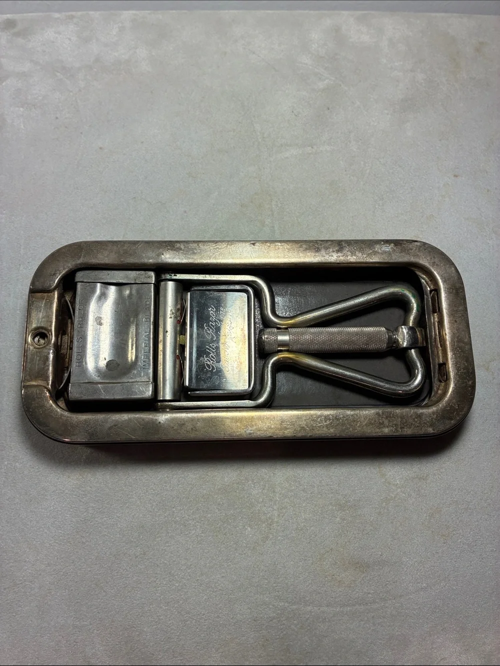 Silver Plated Geometric Complete Razor Set & Box Rolls Razor England Circa 1927 - Picture 5 of 16